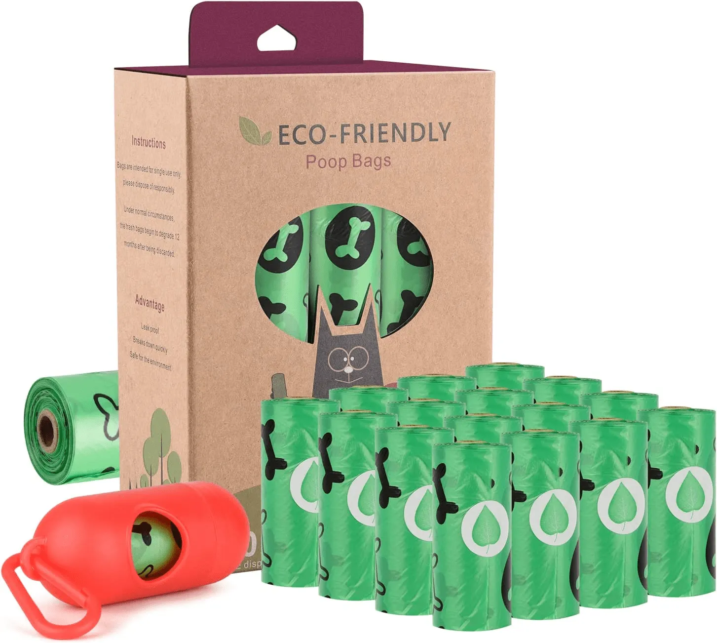 Biodegradable Dog Poo Bags with Holder