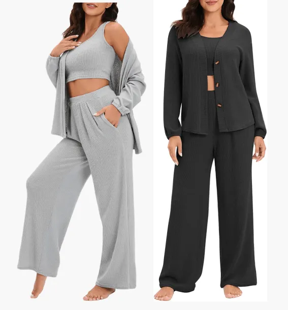 Women's Pajama Set Fall Winter 3 Piece Loungewear Set