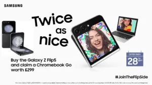 Buy the Galaxy Z Flip5 and claim a Chromebook Go on Samsung. Dispatched and sold by Amazon Only.